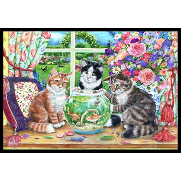 Jensendistributionservices Cats Just Looking in the Fish Bowl Indoor or Outdoor Mat, 24 x 36 MI2557464 - main